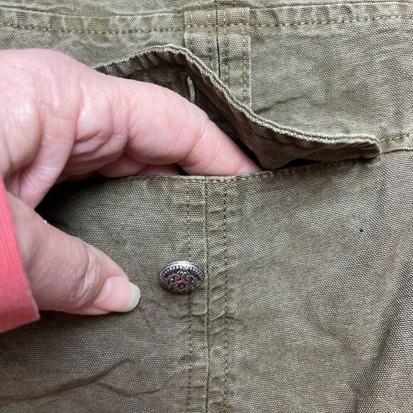 Tianello 100% Tencel Morocan Jacket Womens L Army Green Distressed Raw Seams - Picture 9 of 13